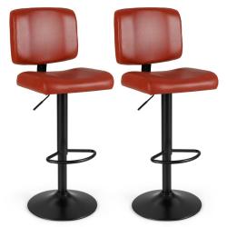 Lot de 2 tabourets de bar pivotants 47 x 42 x 98-119 cm r&eacute;glables en hauteur confort ergonomique de