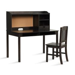 Bureau et chaise pour enfant 111,5 x 61 x 110,5 cm espace de rangement spacieux moderne en MDF marr