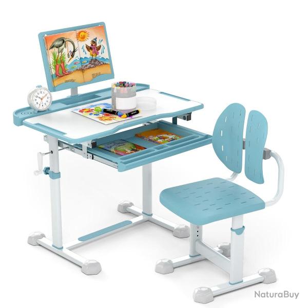 Bureau et chaise pour enfant r�glables 80 x 50 x 83-99 cm avec tiroir compartiment� et support de l