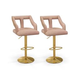 Lot de 2 chaises de bar pivotantes et r&eacute;glables 47 x 50 x 89-111 cm confort luxueux finition mate e