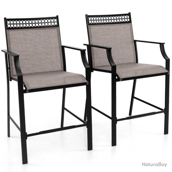 Lot de 2 tabourets de bar incurv�s 66 x 62 x 114 cm confort optimal cadre m�tallique design marron
