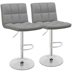Lot de 2 tabourets de bar pivotants 42,5 x 43 x 96,5-116,5 cm confort ergonomique design &eacute;pur&eacute; en s