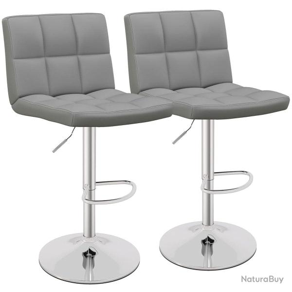 Lot de 2 tabourets de bar pivotants 42,5 x 43 x 96,5-116,5 cm confort ergonomique design �pur� en s