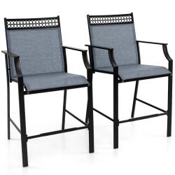 Lot de 2 tabourets de bar 66 x 62 x 114 cm confort optimal et style &eacute;l&eacute;gant en m&eacute;tal bleu 20_0012534