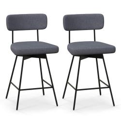 Lot de 2 tabourets de bar pivotants 63,5 cm confort d'assise rembourr&eacute; design contemporain en tissu