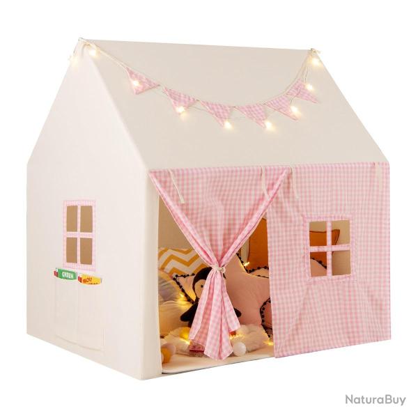 Tente de jeu enfants 125 x 100 x 127 cm avec tapis rembourr� rangement 2 fen�tres ambiance cosy en