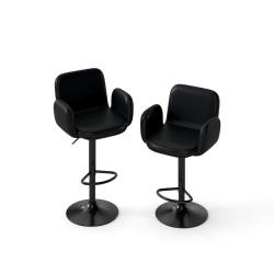 Lot de 2 tabourets de bar pivotants r&eacute;glables 52 x 55 x 89-110 cm confort ergonomique moderne en cu