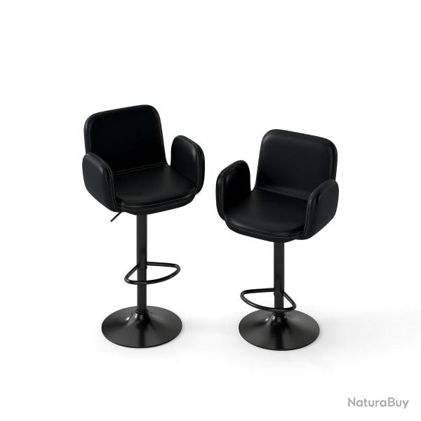 Lot de 2 tabourets de bar pivotants r�glables 52 x 55 x 89-110 cm confort ergonomique moderne en cu