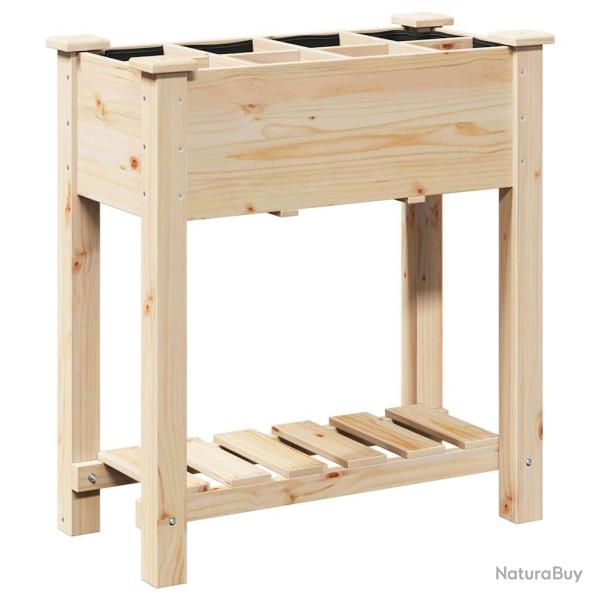 Cache-pot de jardin avec �tag�re 71 x 37 x 76,5 cm usage ext�rieur durable style rustique en bois b