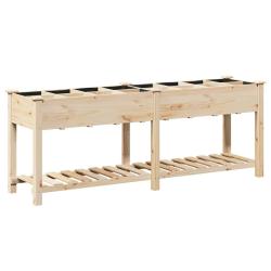 Cache-pot de jardin avec &eacute;tag&egrave;re 203,5 x 53 x 76,5 cm durable minimaliste en sapin beige 02_0058854