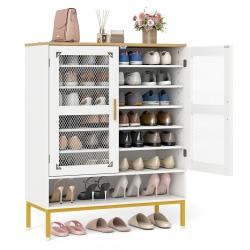 Meuble &agrave; chaussures 7 niveaux 80 x 37 x 106 cm avec plan de travail spacieux design moderne en bois