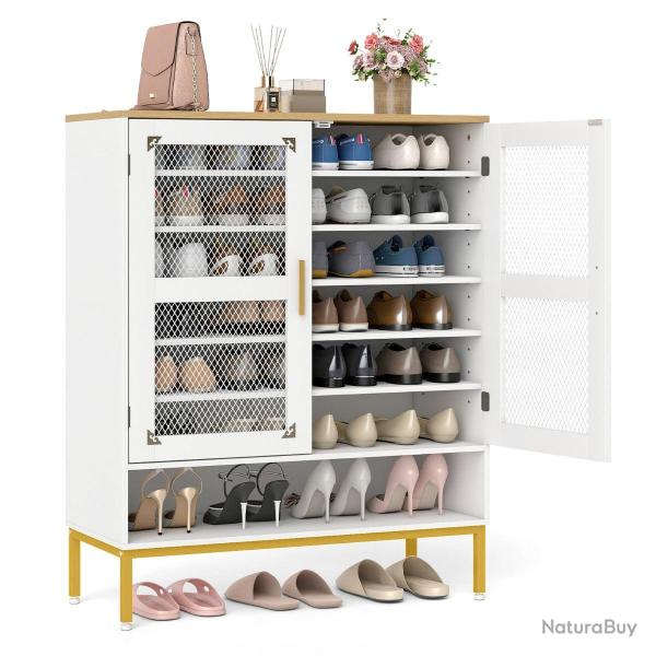 Meuble � chaussures 7 niveaux 80 x 37 x 106 cm avec plan de travail spacieux design moderne en bois
