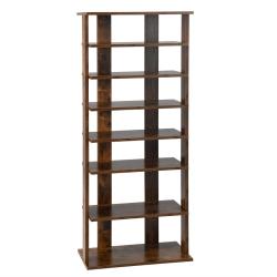 Meuble &agrave; chaussures &agrave; 7 niveaux double rang&eacute;e 47 x 25,5 x 110 cm assise stable design moderne en bo