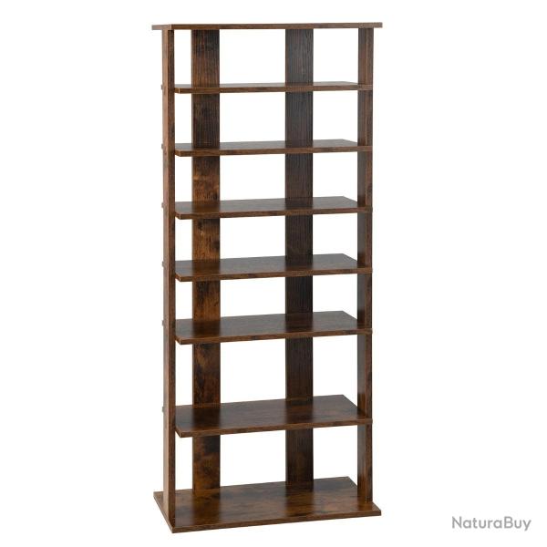 Meuble � chaussures � 7 niveaux double rang�e 47 x 25,5 x 110 cm assise stable design moderne en bo