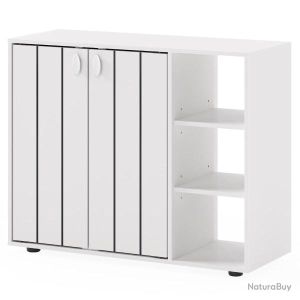 Meuble � chaussures 80 x 31 x 64,5 cm espace de rangement personnalisable design �pur� en MDF blanc