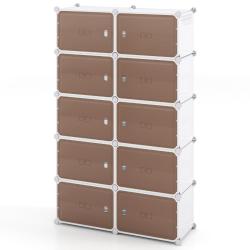 Meuble &agrave; chaussures extensible 95 x 32 x 155 cm capacit&eacute; 40 paires design modulable en PET blanc 20