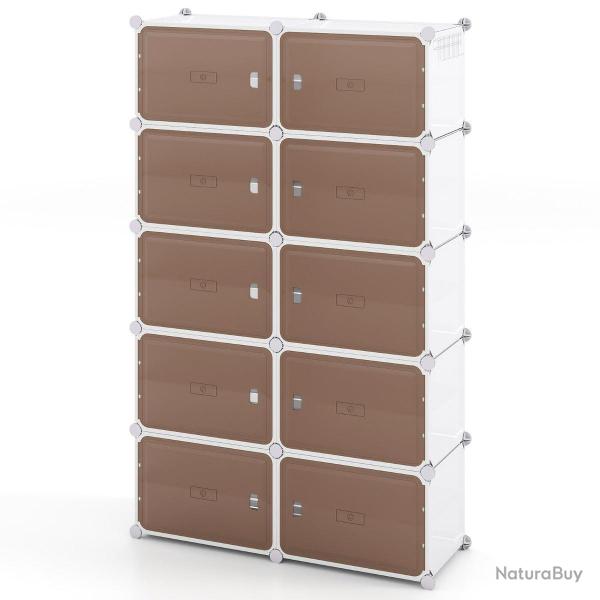 Meuble � chaussures extensible 95 x 32 x 155 cm capacit� 40 paires design modulable en PET blanc 20