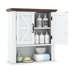 Armoire murale salle de bain 55 x 19 x 60 cm grande capacit&eacute; &eacute;tag&egrave;re r&eacute;glable style ferme rustique
