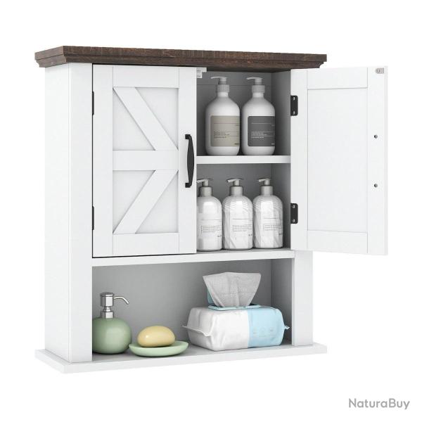 Armoire murale salle de bain 55 x 19 x 60 cm grande capacit� �tag�re r�glable style ferme rustique