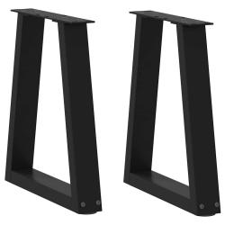 Lot de 2 pieds de table basse en V design moderne ajustables 38 x 42 cm en acier noir 02_0056840