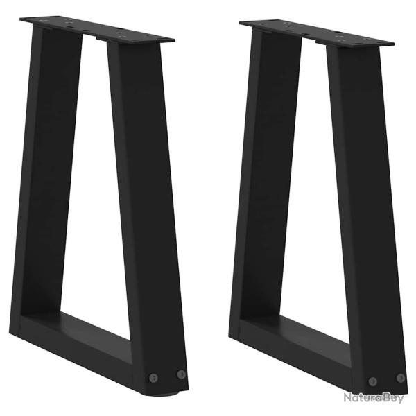 Lot de 2 pieds de table basse en V design moderne ajustables 38 x 42 cm en acier noir 02_0056840