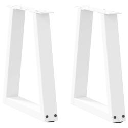 Lot de 2 pieds de table basse en forme de V avec patins r&eacute;glables 28 x 43 cm en acier blanc 02_0056