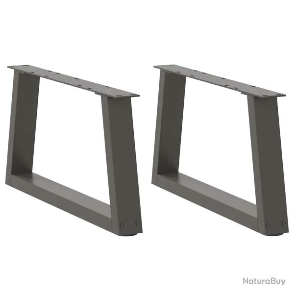 Lot de 2 pieds de table basse g�om�triques modernes 50 x 30 cm r�glables en acier anthracite 02_005