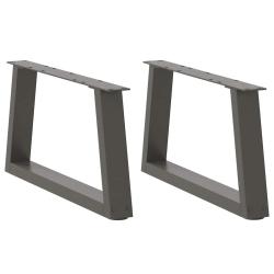 Lot de 2 pieds de table basse g&eacute;om&eacute;triques modernes 70 x 31 cm avec patins r&eacute;glables en acier anthr