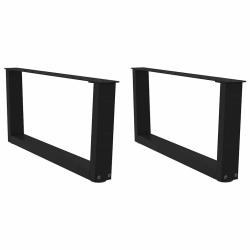 Lot de 2 pieds de table basse en V pour table moderne 70 x 31 cm avec patins r&eacute;glables en acier noi