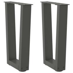 Lot de 2 pieds de table basse en V 38 x 42-43,3 cm stabilit&eacute; optimale design moderne en acier anthr