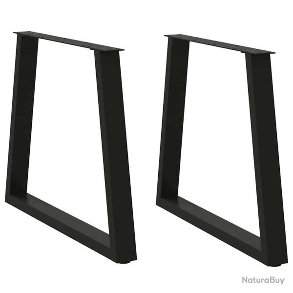 Lot de 2 pieds de table � manger en V r�glables design moderne 80 x 72-73 cm en acier noir 02_00568