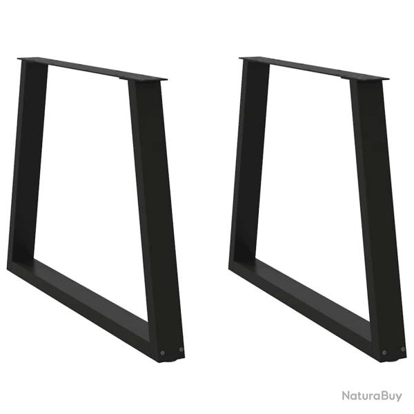 Lot de 2 pieds de table en V 100 x 72-73,3 cm avec patins r�glables style moderne en acier noir 02_