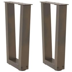 Lot de 2 pieds de table basse en V avec patins r&eacute;glables 28 x 42-43,3 cm style moderne en acier nat