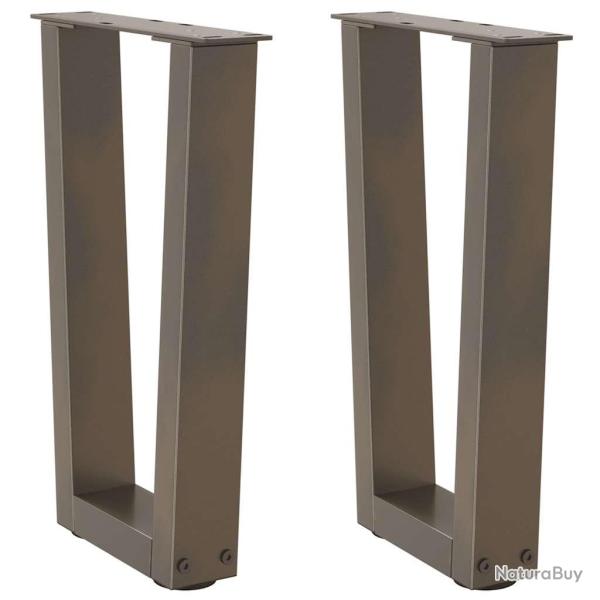 Lot de 2 pieds de table basse en V avec patins r�glables 28 x 42-43,3 cm style moderne en acier nat