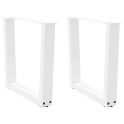 Lot de 2 pieds de table basse en forme de V 60 x 42 x 43 cm style moderne r&eacute;glables en acier blanc