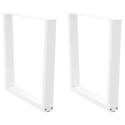 Lot de 2 pieds de table &agrave; manger en V r&eacute;glables 90 x 72 cm ambiance moderne en acier blanc 02_00569
