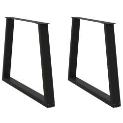 Lot de 2 pieds de table &agrave; manger en forme de V 90 x 73 cm adapt&eacute;s bureau salon moderne en acier noi