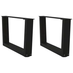 Lot de 2 pieds de table basse g&eacute;om&eacute;triques avec niveleurs 50 x 30 cm finition moderne en acier noir