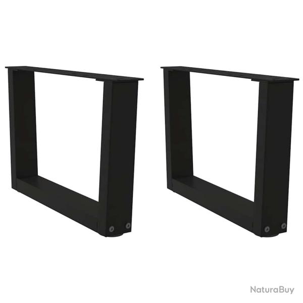 Lot de 2 pieds de table basse g�om�triques avec niveleurs 50 x 30 cm finition moderne en acier noir