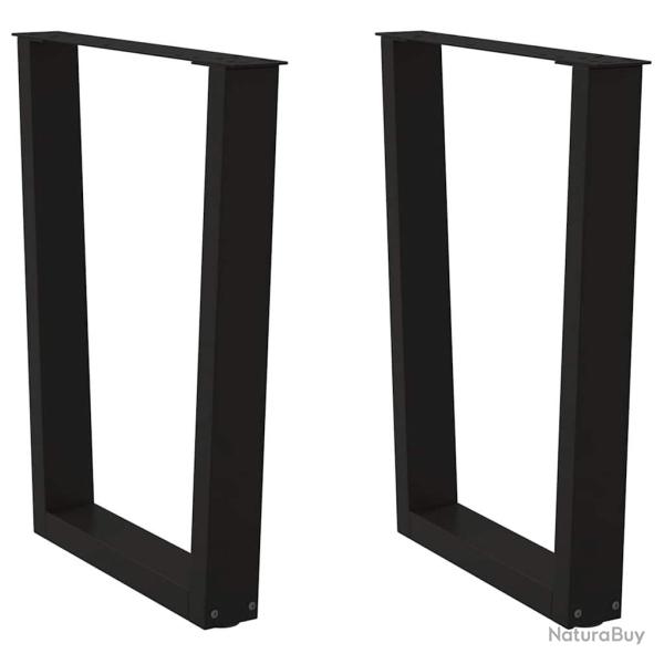 Lot de 2 pieds de table � manger modernes en V 60 x 73 cm avec patins r�glables en acier noir 02_00