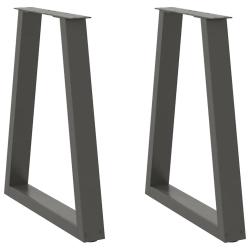 Lot de 2 pieds de table &agrave; manger en V r&eacute;glables 60 x 72-73,3 cm en acier anthracite 02_0056858