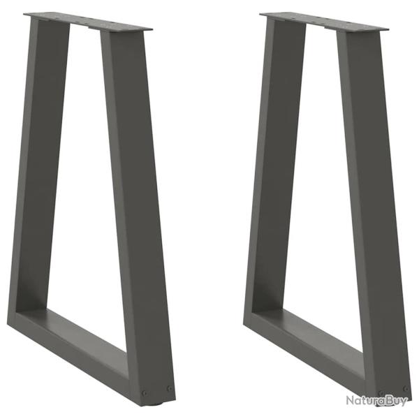 Lot de 2 pieds de table � manger en V r�glables 60 x 72-73,3 cm en acier anthracite 02_0056858