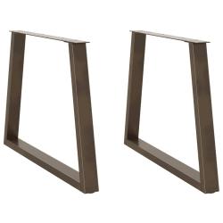 Lot de 2 pieds de table &agrave; manger en V 100 x 73 cm avec patins r&eacute;glables design moderne en acier nat