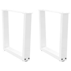 Lot de 2 pieds de table basse en forme de V style moderne ajustables 50 x 42-43,3 cm en acier blanc