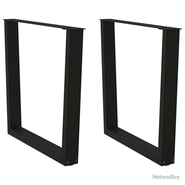 Lot de 2 pieds de table � manger en V 90 x 72 cm fonctionnels modernes en acier noir 02_0056938