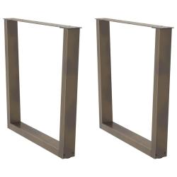 Lot de 2 pieds de table &agrave; manger g&eacute;om&eacute;triques modernis&eacute;s 90 x 72 cm avec patins r&eacute;glables en acier