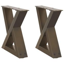 Lot de 2 pieds de table basse design moderne 30 x 31 cm avec patins r&eacute;glables en acier naturel 02_0