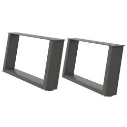Lot de 2 pieds de table basse en U anthracite 60 x 31 cm stabilit&eacute; r&eacute;glable design moderne 02_00570