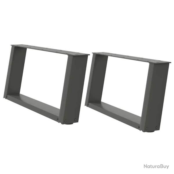 Lot de 2 pieds de table basse en U anthracite 60 x 31 cm stabilit� r�glable design moderne 02_00570