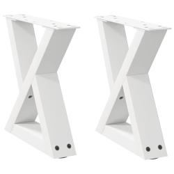 Lot de 2 pieds de table basse modernes en acier 40 x 30-31 cm avec patins r&eacute;glables style contempor